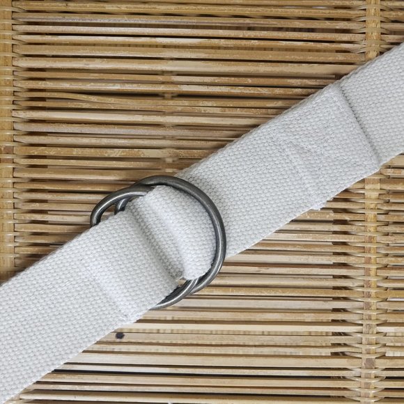 Beige/khaki canvas belt with brass ring buckle - Picture 7 of 9
